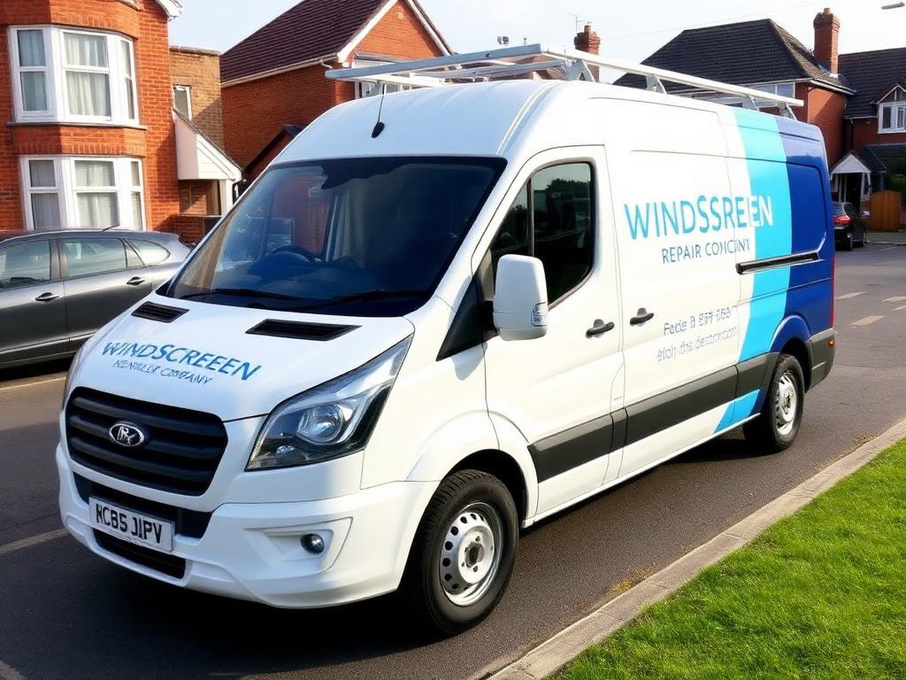 Branded windscreen service van with vehicle signage
